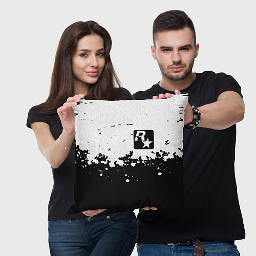 Подушка квадратная Рокстар краски / 3D-принт – фото 3