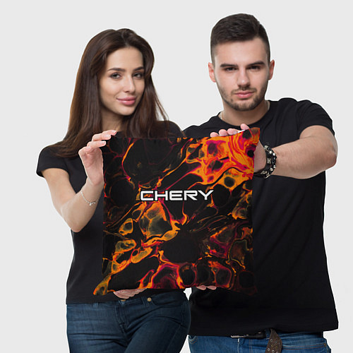 Подушка квадратная Chery red lava / 3D-принт – фото 3