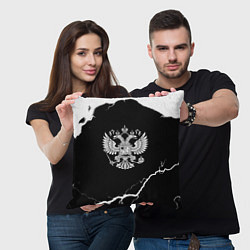 Подушка квадратная Герб РФ шторм, цвет: 3D-принт — фото 2