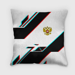 Подушка квадратная Россия спортивная геометрия глитч, цвет: 3D-принт