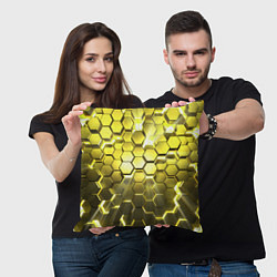 Подушка квадратная Золотые соты, цвет: 3D-принт — фото 2
