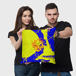 Подушка квадратная Samurai logo yellow fire, цвет: 3D-принт — фото 2
