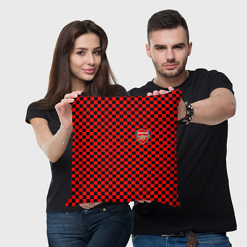 Подушка квадратная Arsenal текстура клетка / 3D-принт – фото 3