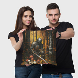 Подушка квадратная Воин в осеннем лесу, цвет: 3D-принт — фото 2