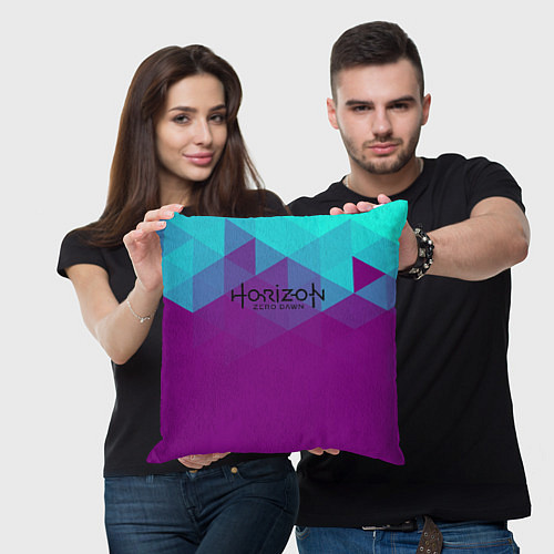 Подушка квадратная Horizon zero dawn geometry neon / 3D-принт – фото 3