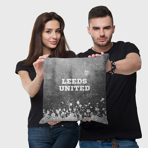 Подушка квадратная Leeds United - grey gradient посередине / 3D-принт – фото 3