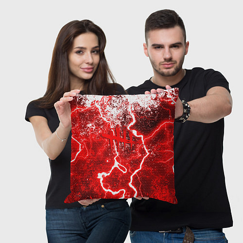 Подушка квадратная Dead by daylight молнии в красках / 3D-принт – фото 3