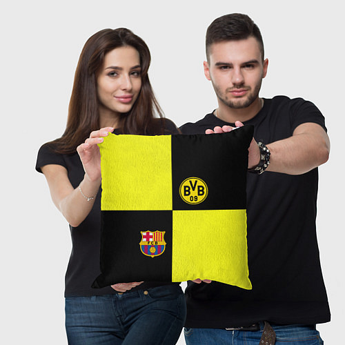 Подушка квадратная Barcelona x Borussia / 3D-принт – фото 3