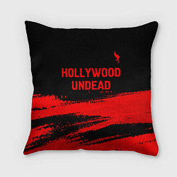 Подушка квадратная Hollywood Undead - red gradient посередине, цвет: 3D-принт