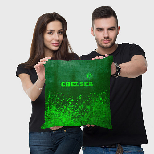 Подушка квадратная Chelsea - green gradient посередине / 3D-принт – фото 3