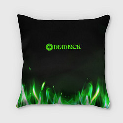 Подушка квадратная Deadlock logo зеленый огонь, цвет: 3D-принт