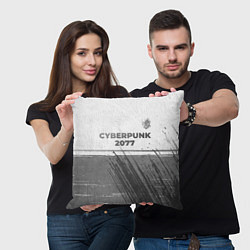 Подушка квадратная Cyberpunk 2077 - white gradient посередине, цвет: 3D-принт — фото 2