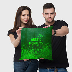 Подушка квадратная Arctic Monkeys - green gradient посередине, цвет: 3D-принт — фото 2