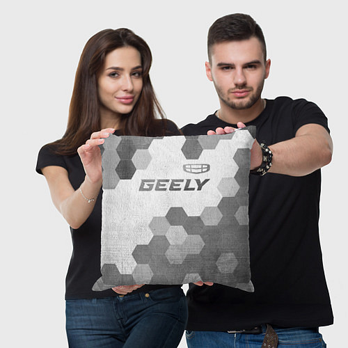 Подушка квадратная Geely - white gradient посередине / 3D-принт – фото 3
