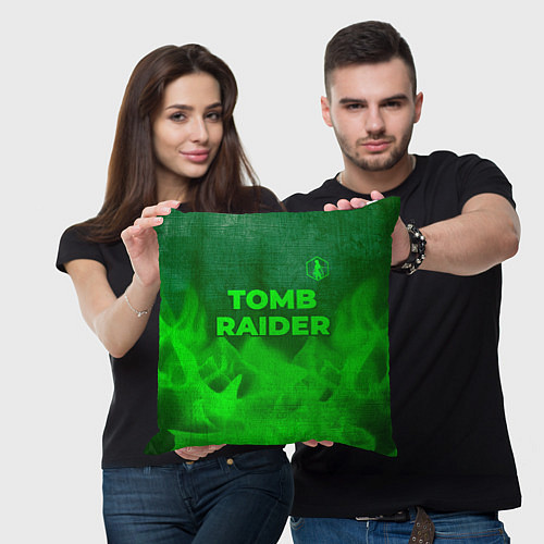 Подушка квадратная Tomb Raider - green gradient посередине / 3D-принт – фото 3