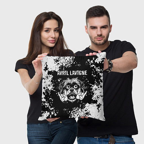 Подушка квадратная Avril Lavigne рок пес / 3D-принт – фото 3