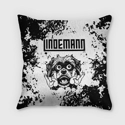 Подушка квадратная Lindemann - рок пес, цвет: 3D-принт
