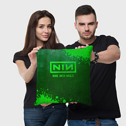 Подушка квадратная Nine Inch Nails - green gradient, цвет: 3D-принт — фото 2