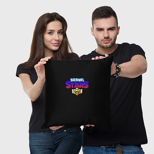 Подушка квадратная Brawl stars neon logo / 3D-принт – фото 3