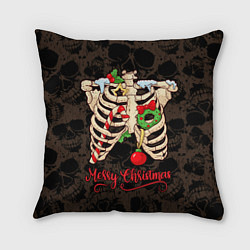 Подушка квадратная Merry Christmas - skeleton, цвет: 3D-принт