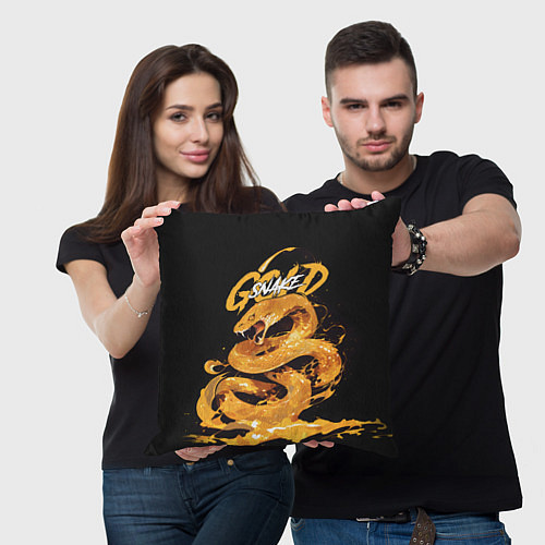 Подушка квадратная Gold snake / 3D-принт – фото 3