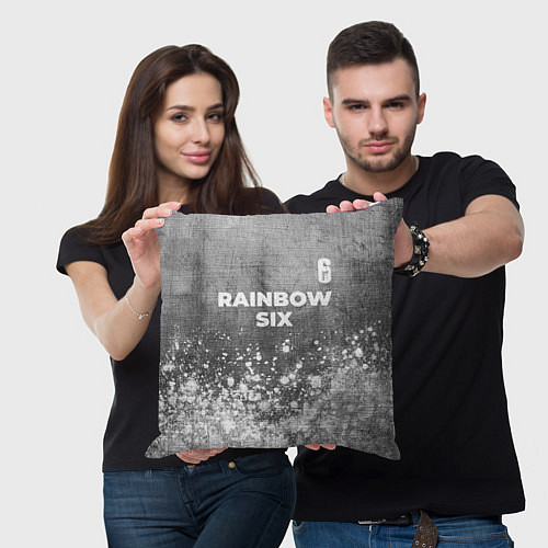 Подушка квадратная Rainbow Six - grey gradient посередине / 3D-принт – фото 3