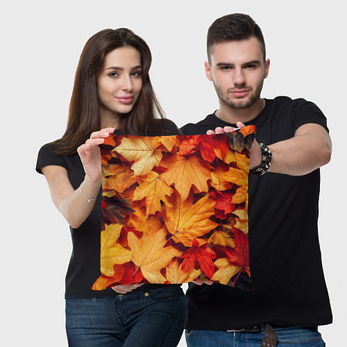 Подушка квадратная Осенние кленовые листья / 3D-принт – фото 3