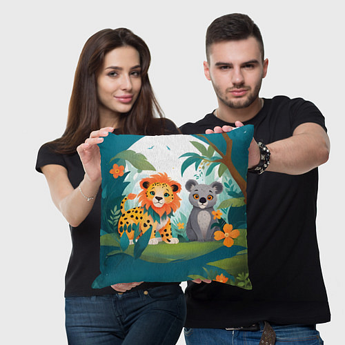 Подушка квадратная Фантастические животные детские рисунки / 3D-принт – фото 3