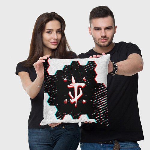 Подушка квадратная Doom hexagon glitch color / 3D-принт – фото 3