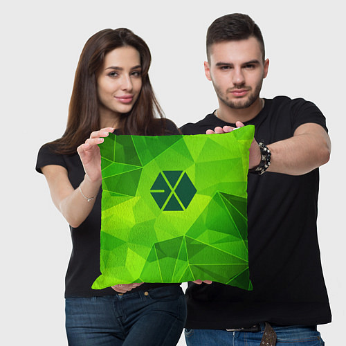 Подушка квадратная Exo green poly / 3D-принт – фото 3