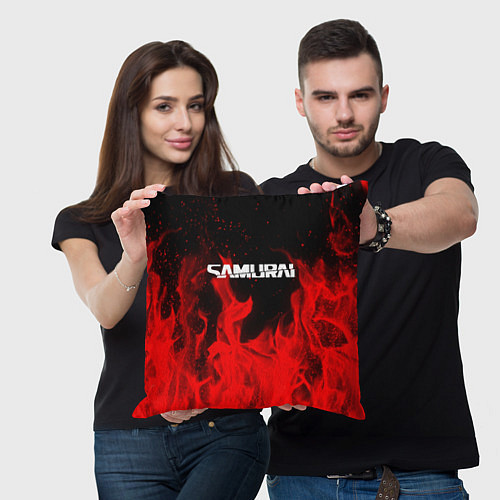 Подушка квадратная Samurai fire red / 3D-принт – фото 3