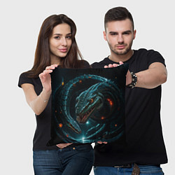 Подушка квадратная Огненная чешуя: мистические змеи, цвет: 3D-принт — фото 2