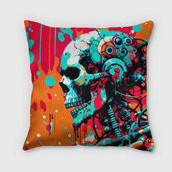 Подушка квадратная Cyber skull sketch - ai art fantasy, цвет: 3D-принт