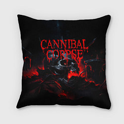 Подушка квадратная Cannibal Corpse кровавый череп, цвет: 3D-принт