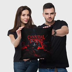 Подушка квадратная Cannibal Corpse кровавый череп, цвет: 3D-принт — фото 2