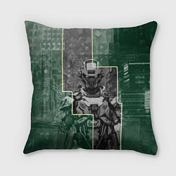 Подушка квадратная Андроид в серо-зелёных тонах, цвет: 3D-принт