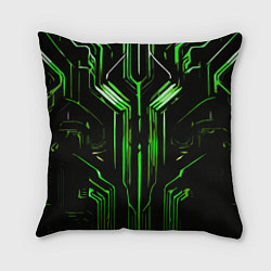 Подушка квадратная Green stripes on a black background, цвет: 3D-принт