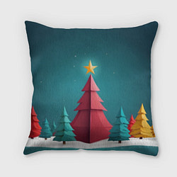 Подушка квадратная Елка со звездой, цвет: 3D-принт