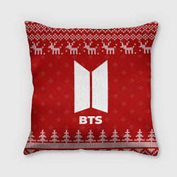 Подушка квадратная Новогодний BTS с оленями, цвет: 3D-принт