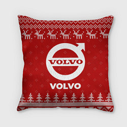 Подушка квадратная Новогодний Volvo с оленями, цвет: 3D-принт