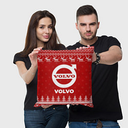 Подушка квадратная Новогодний Volvo с оленями, цвет: 3D-принт — фото 2