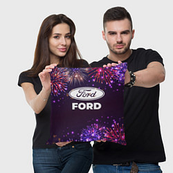 Подушка квадратная Праздничный Ford, цвет: 3D-принт — фото 2