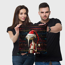 Подушка квадратная Санта Клаус - инопланетянин, цвет: 3D-принт — фото 2