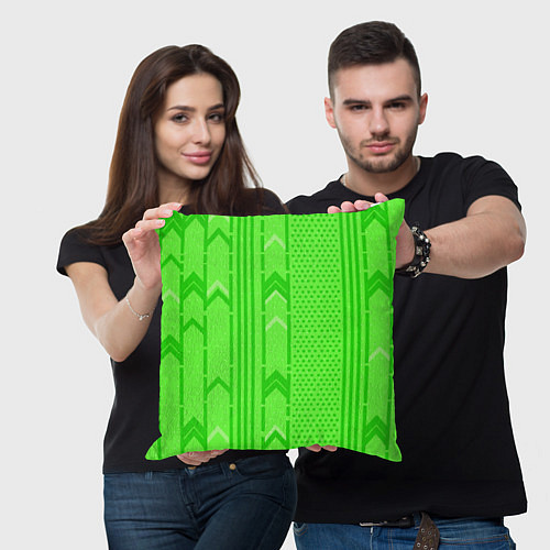 Подушка квадратная Закулисье зелёные обои / 3D-принт – фото 3