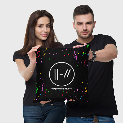 Подушка квадратная Twenty One Pilots конфети / 3D-принт – фото 3