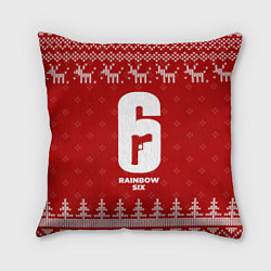 Подушка квадратная Новогодний Rainbow Six с оленями, цвет: 3D-принт