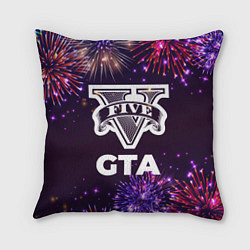 Подушка квадратная Праздничный GTA, цвет: 3D-принт