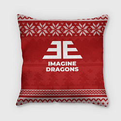 Подушка квадратная Новогодний Imagine Dragons, цвет: 3D-принт