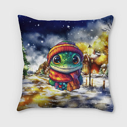 Подушка квадратная Новогодняя змейка милая, цвет: 3D-принт