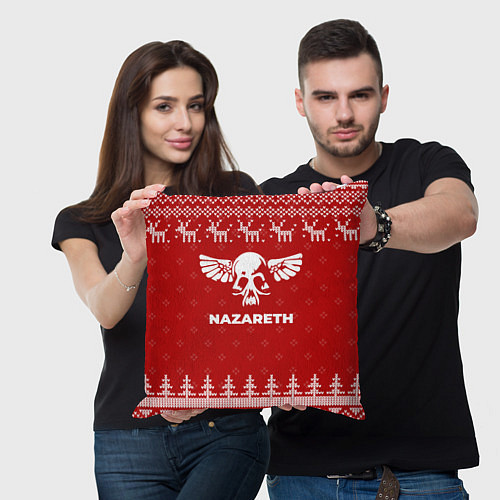 Подушка квадратная Новогодний Nazareth с оленями / 3D-принт – фото 3